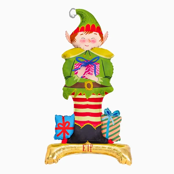 Balão Foil Standing 110cm Elfo de Natal com Presentes