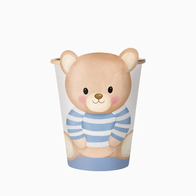 6 Copos 270cc Urso Baby Nude Azul