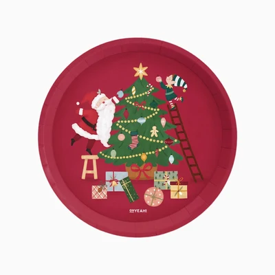 6 Pratos 23cm Pai Natal Vermelho