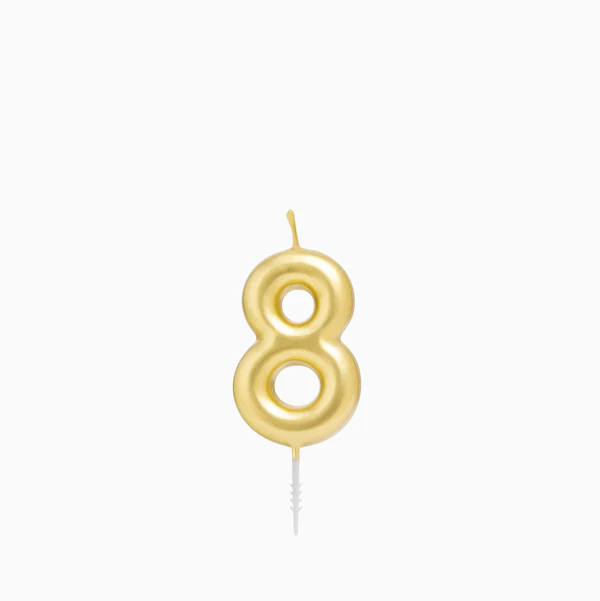 Vela de Aniversário Dourado 6cm nº8
