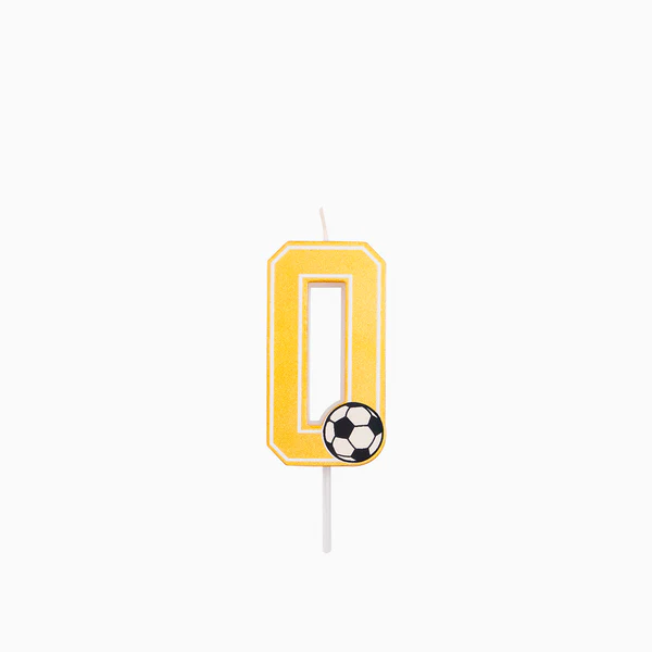 Vela de Aniversário Dourada 7,5cm Futebol nº0