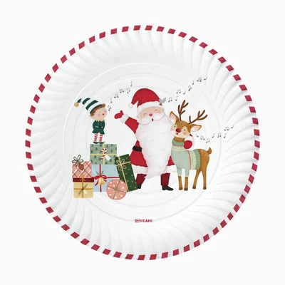 2 Pratos Bandejas Redondas 30cm Pai Natal
