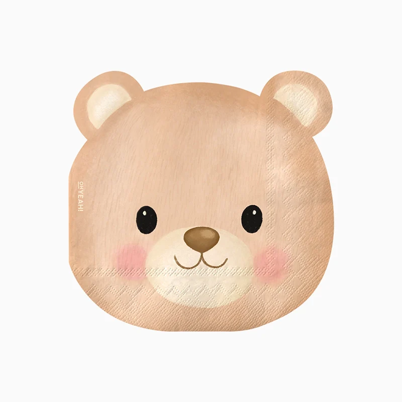 20 Guardanapos 33cm Urso Baby Nude Azul