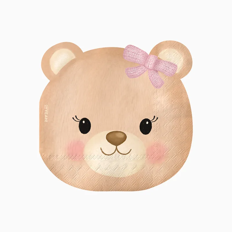 20 Guardanapos 33cm Urso Baby Nude Rosa