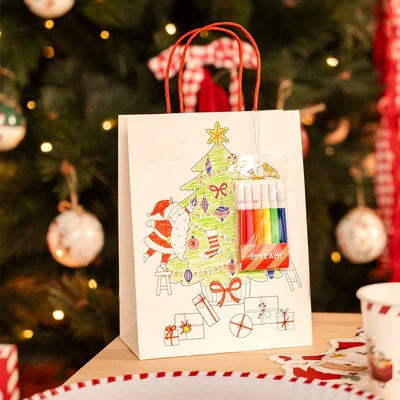 Saco de Papel 18x10x24cm Pai Natal para Colorir