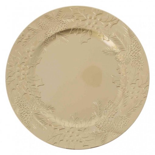 Base para Pratos 33cm Azevinho Dourado Natal