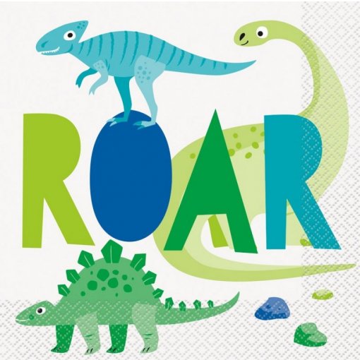 16 Guardanapos 33cm Blue & Green Dinosaur (Dinossauros)