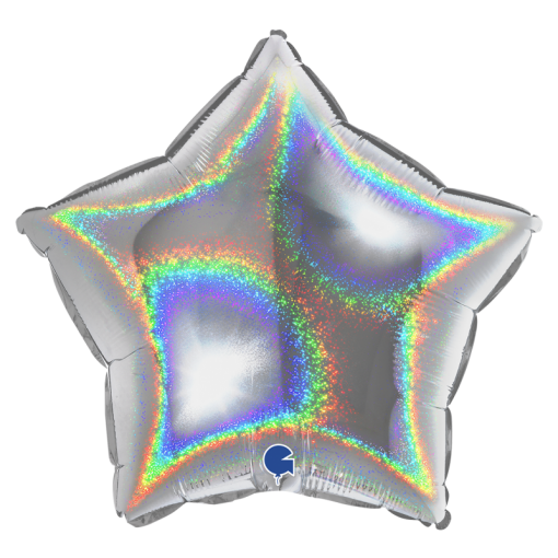 Balão Foil Estrela 18'' Glitter Holographic Silver - Prateado