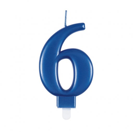Vela de Aniversário Azul 9cm nº6