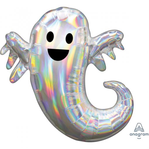 Balão Foil SuperShape Holographic Iridescent Ghost 63x71cm - Halloween