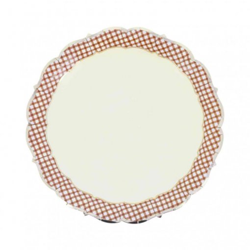 8 Pratos de Papel 23cm Cottage Living Castanho e Creme
