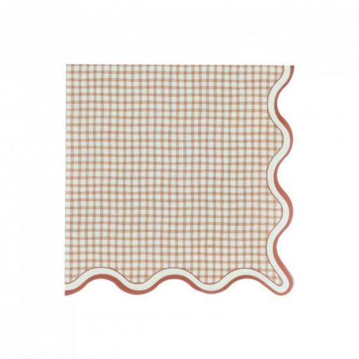16 Guardanapos de Papel 33x33cm Cottage Living Xadrez Vichy Terracota e Creme