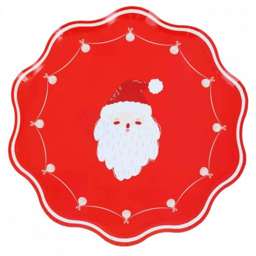 8 Pratos de Papel 23cm Christmas Vibes Pai Natal