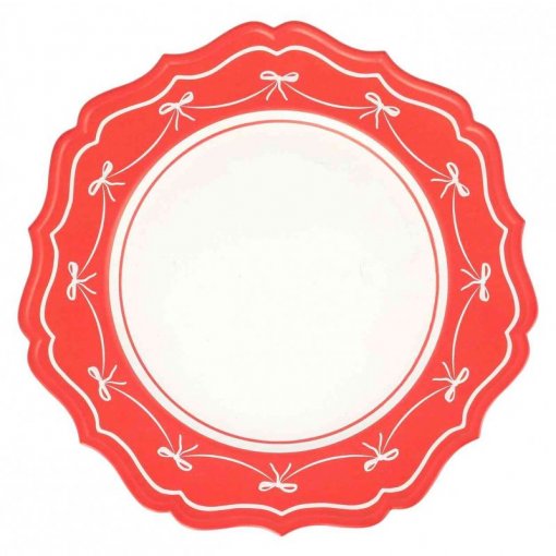 Base para Pratos 33cm Douceur Vermelho e Branco