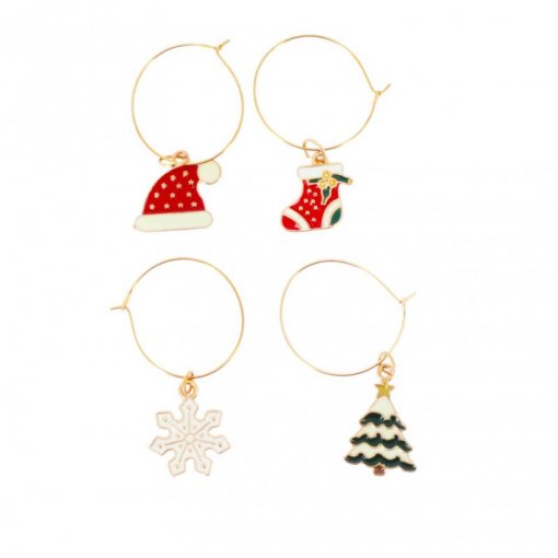 4 Marcadores de Copos 2,5x5cm Natal