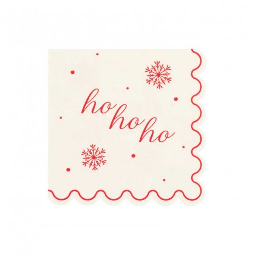 16 Guardanapos de Papel 33x33cm Christmas Vibes Ho Ho Ho Vermelho e Creme Natal