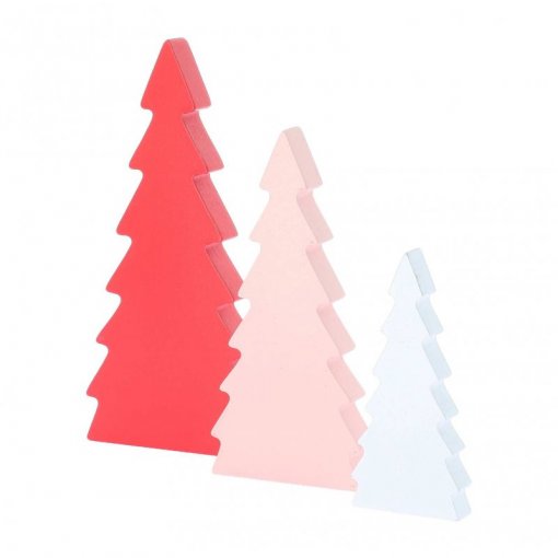 3 Árvores Decorativas 17cm Vermelho e Branco Natal