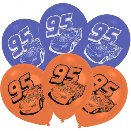 6 Balões Latex 23cm Cars McQueen (Carros)