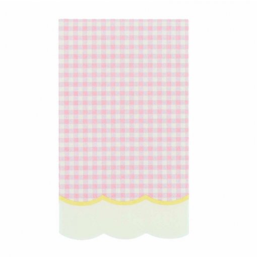 20 Guardanapos 33x39,5cm Vichy Rosa e Amarelo