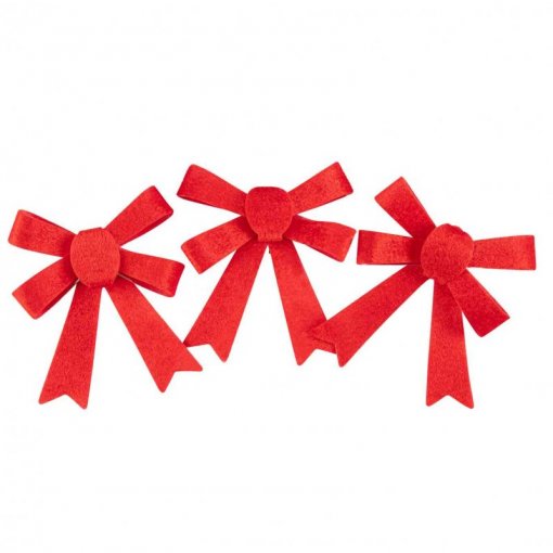 3 Laços de Veludo 10x11cm Vermelho Brilhante