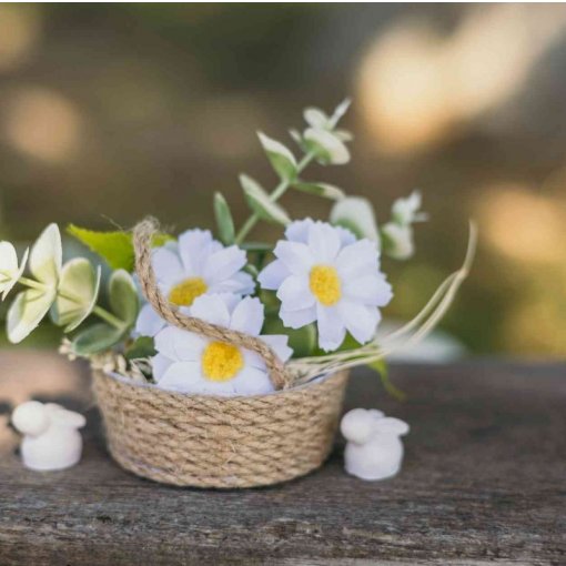 2 Cestos com Asa em Corda de Juta 6,5x4cm