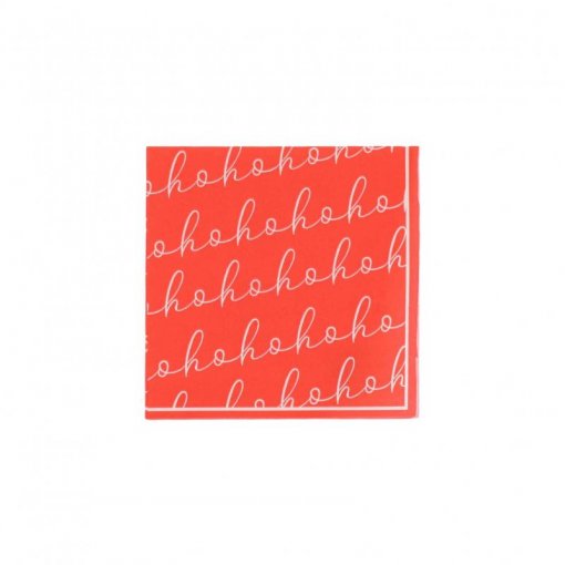 20 Guardanapos de Papel 24x24cm Christmas Vibes Ho Ho Ho Vermelho e Creme Natal