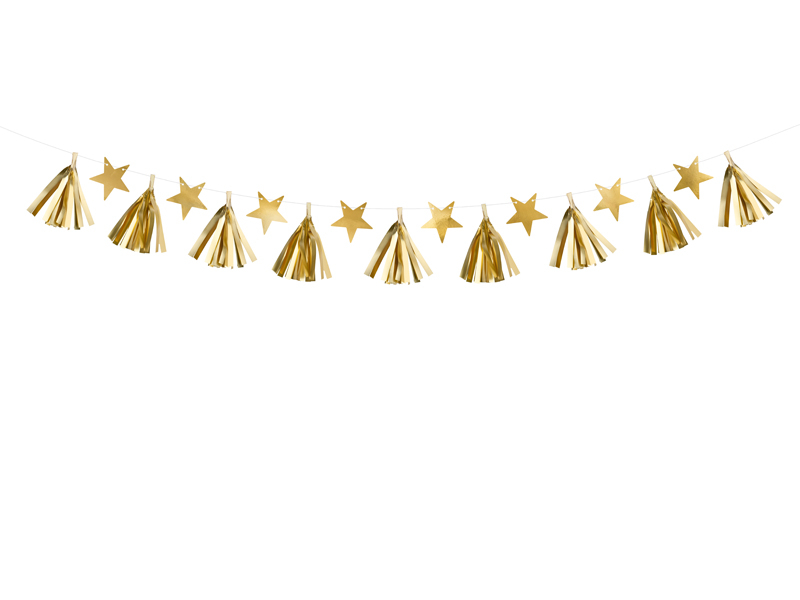 Grinalda Tassel 1,3m Estrelas Dourado