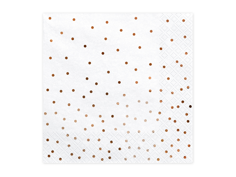 20 Guardanapos 33cm Bolinhas Rose Gold