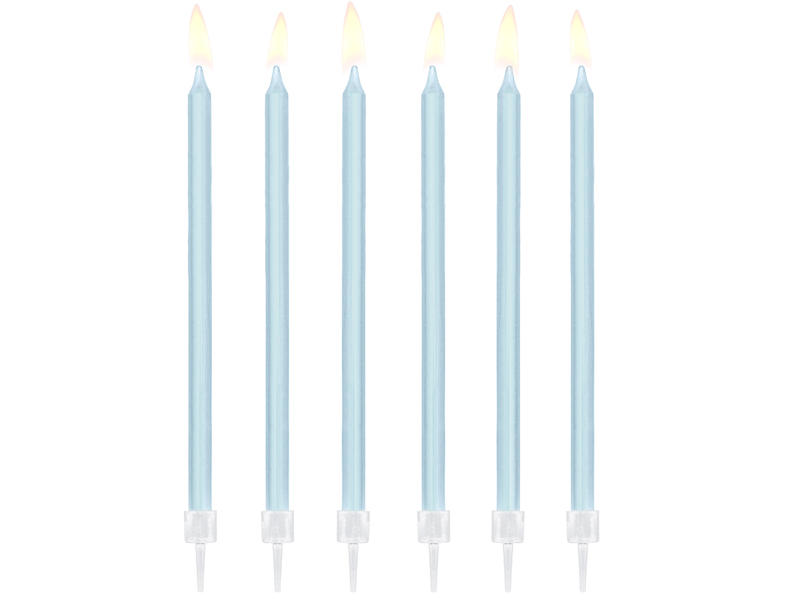 12 Velas de Aniversário 14cm Azul Claro