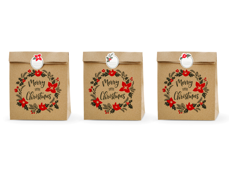 3 Saco de oferta Presentes 25x11x27cm Merry Little Christmas
