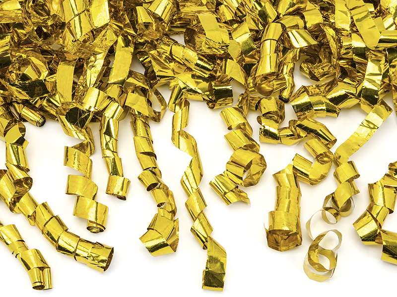Canhão de confettis 80cm Serpentinas Dourado