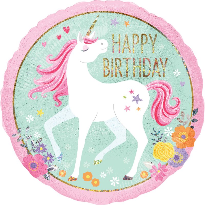 Balão Foil S40 Unicórnio Magical Happy Birthday