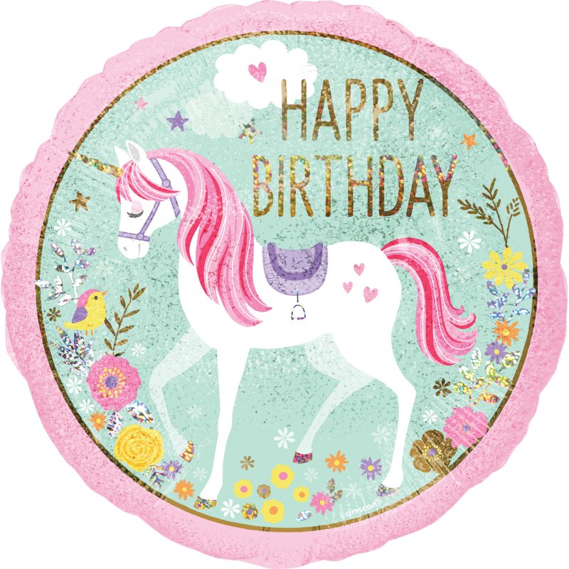 Balão Foil S40 Unicórnio Magical Happy Birthday
