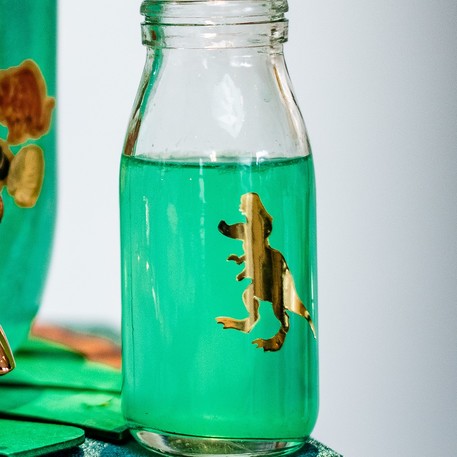 12 Autocolantes Dinossauro Rawr! Dourado Foil 3-8cm