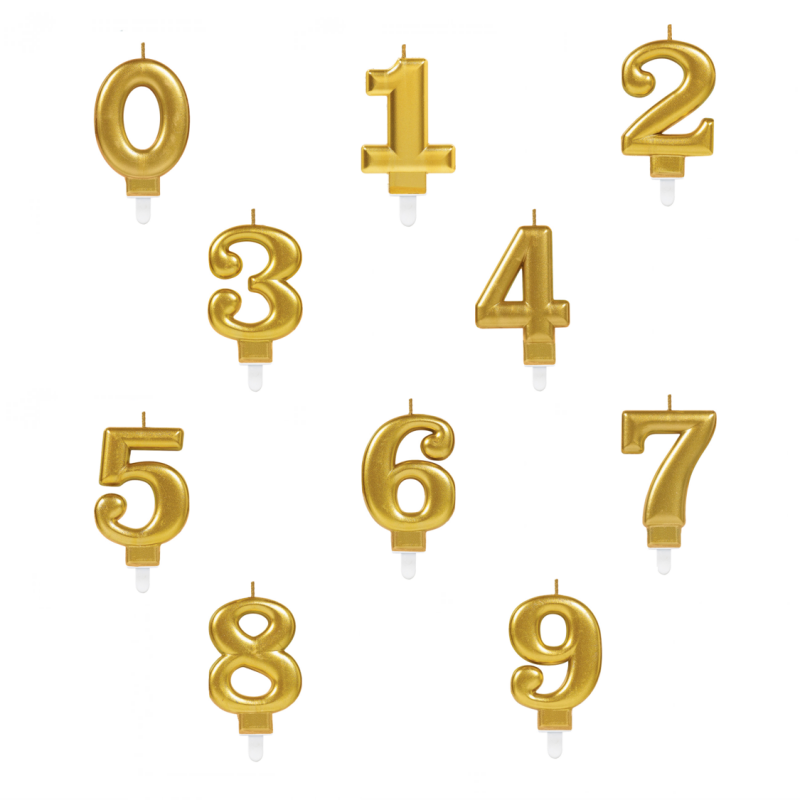 Sortido Velas de Aniversário Dourado Metalizado