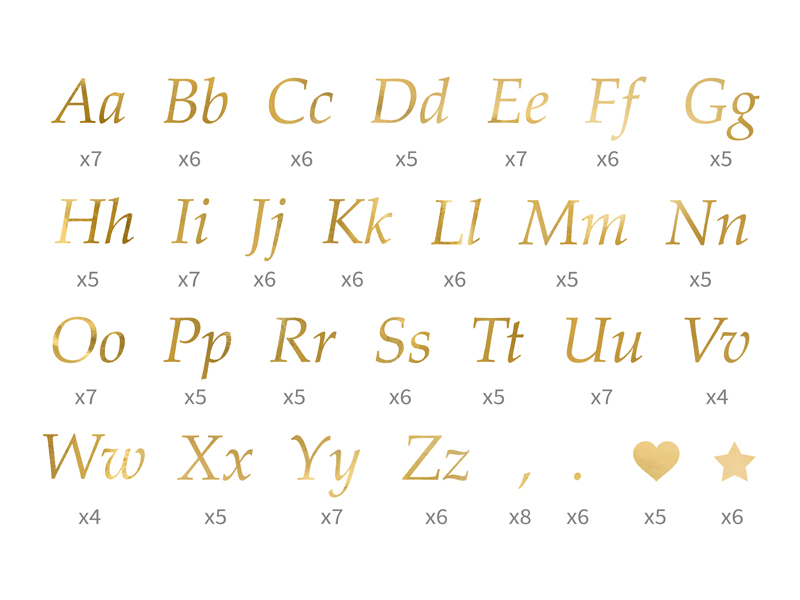 Autocolantes Letras Douradas 21 x 29.7 5 folhas