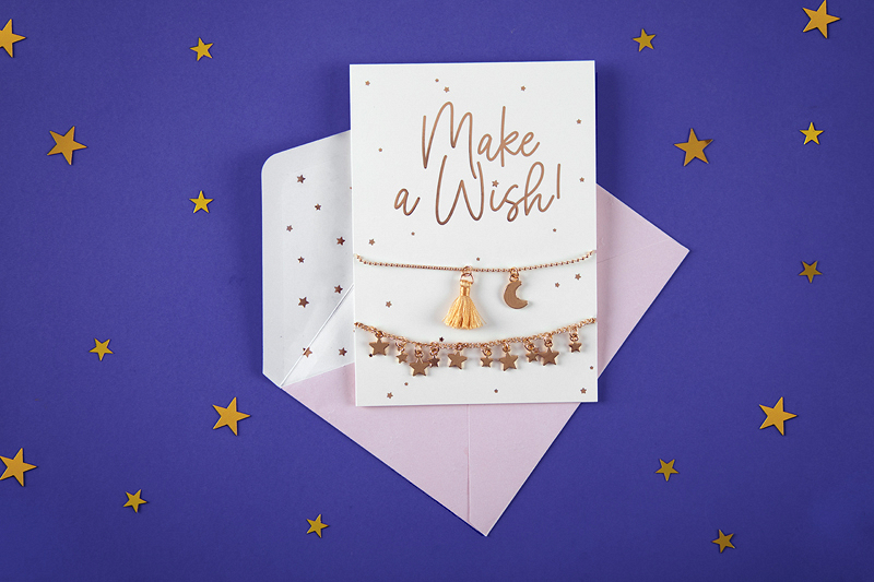 Postal 'Make a wish!' com pulseiras 10.5x14.8cm