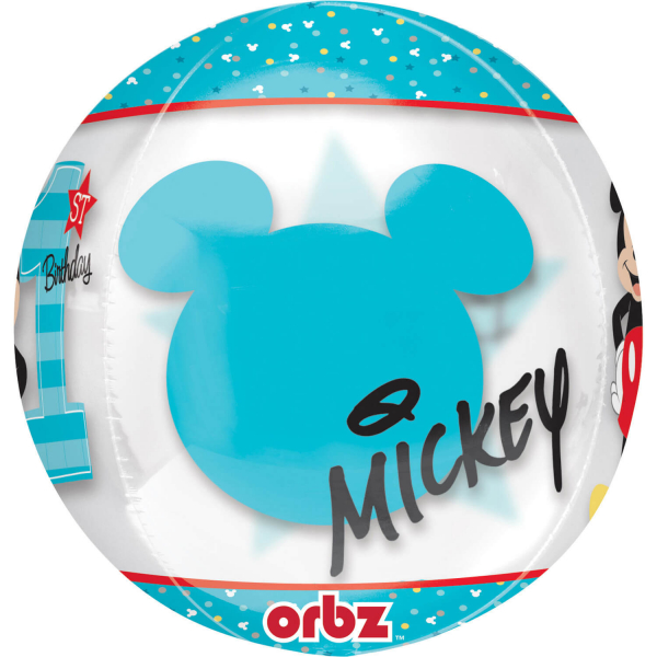 Balão Foil Orbz 38x40cm Mickey 1st Birthday