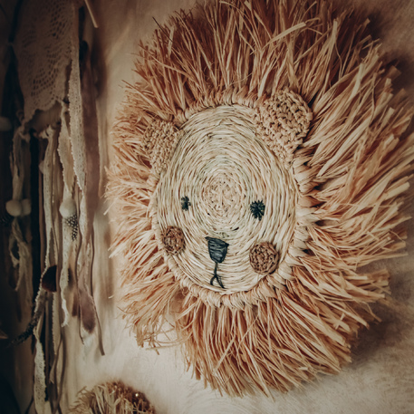 Decoração Pendente Ráfia Urso 38cm