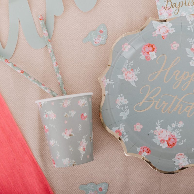 8 Copos 255ml Spring Happy Birthday