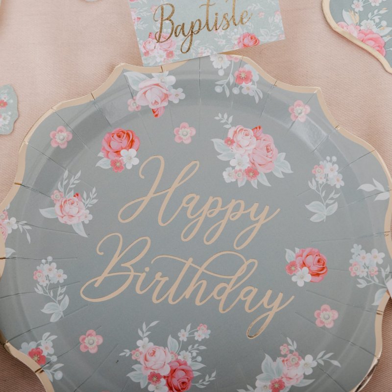 8 Pratos 23cm Spring Happy Birthday