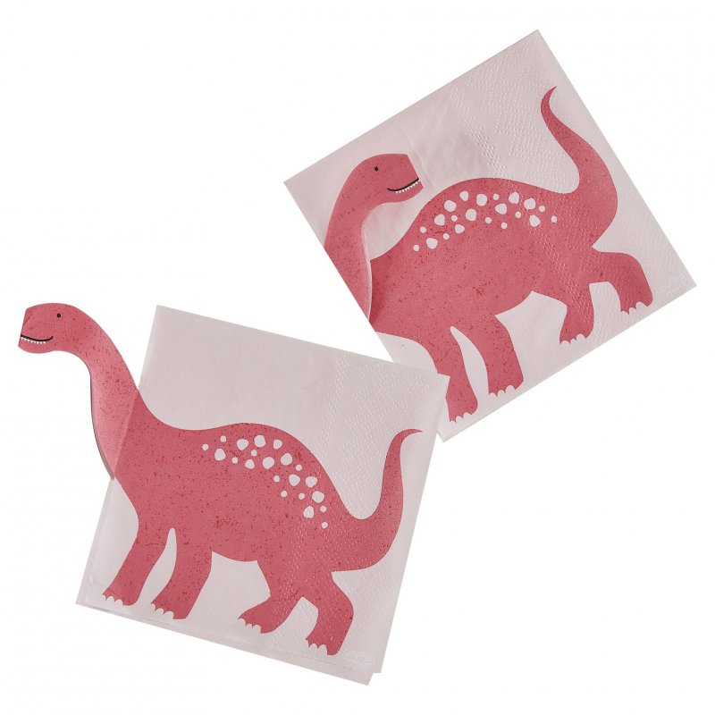 16 Guardanapos 16,5cm Dinossauro Rosa
