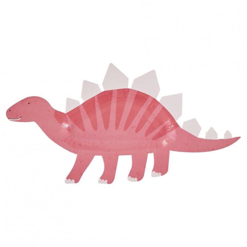 8 Pratos 30x16cm Dinossauro Rosa