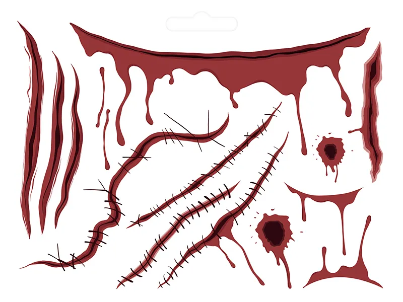 13 Tatuagens Temporárias Feridas / Cicatrizes - Halloween