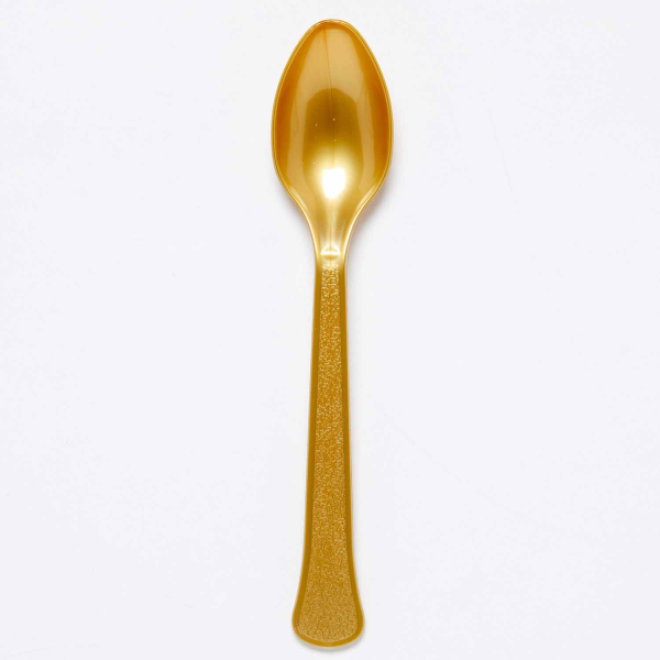 24 Colheres de Plástico Dourado