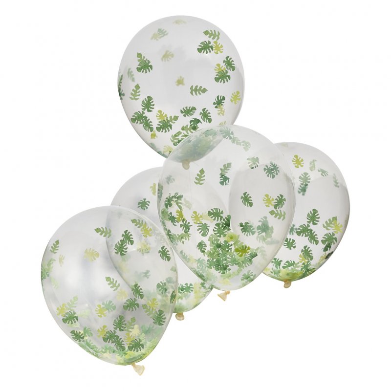 5 Balões látex com confettis 12'' Selva