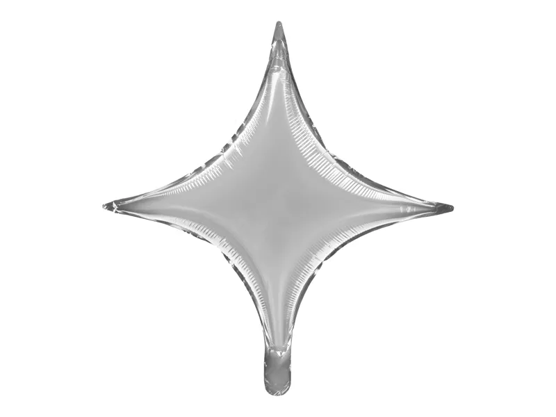 Balão Foil Estrela 4 pontas 45cm Prateado