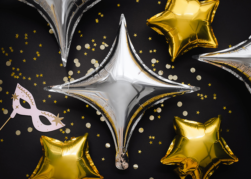 Balão Foil Estrela 4 pontas 45cm Prateado
