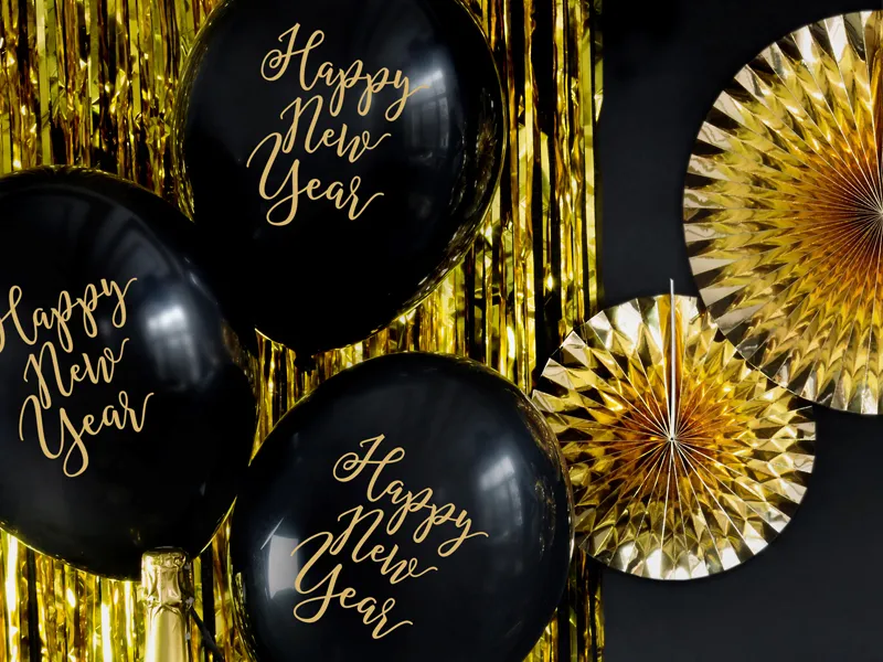 6 Balões Látex 12'' Happy New Year - Ano Novo