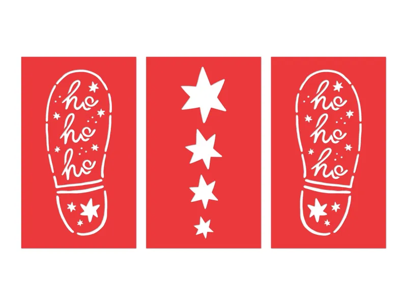 3 Stencils da pegada do Pai Natal 16,5x27,5cm